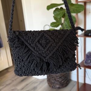 Handcrafted Macrame Black Crossbody Bag